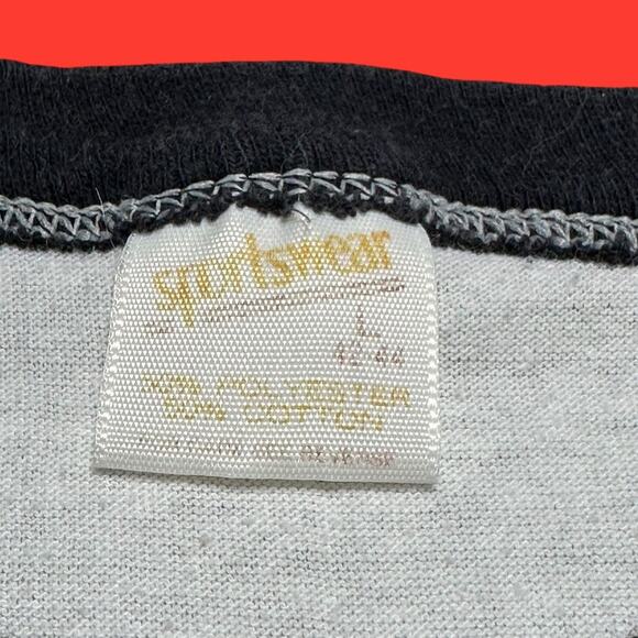 Vintage 80s Ringer Tee Shirt Dot Matrix Ascii Art Geek Retro Computer Tee L - Picture 4 of 6